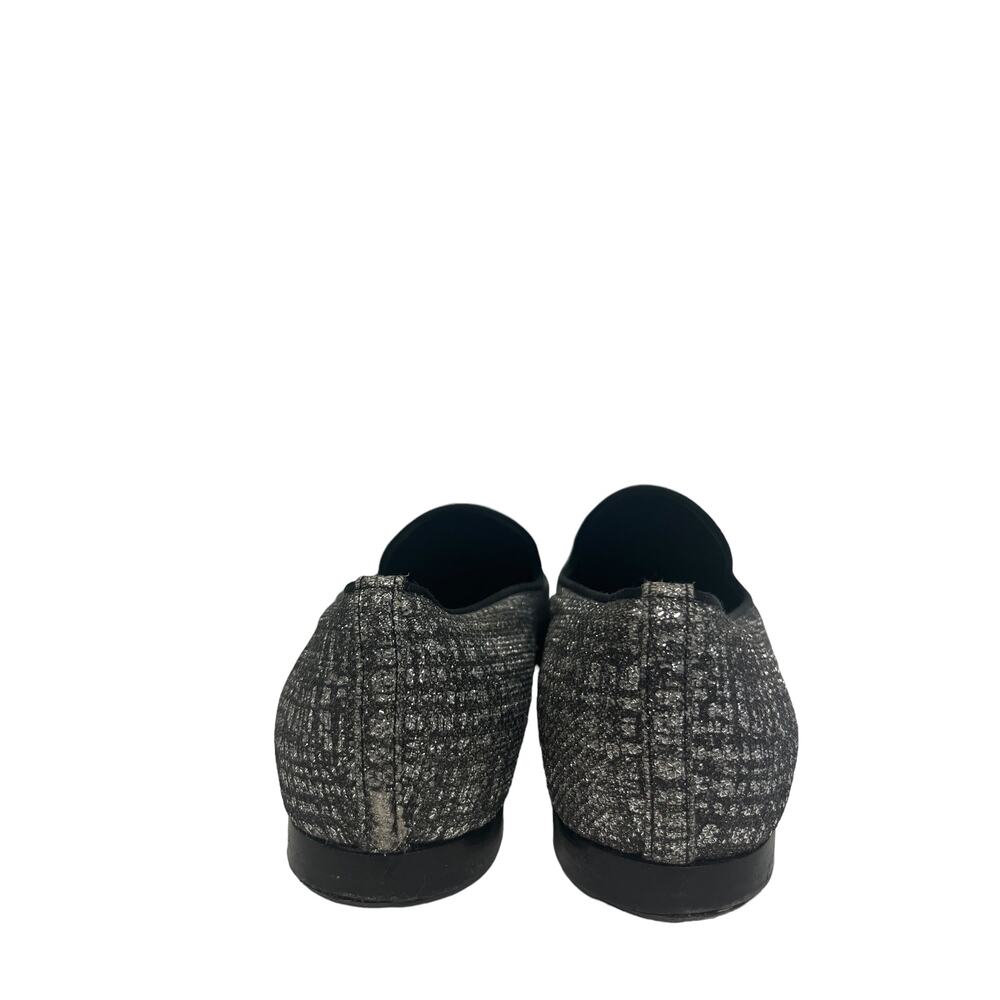 CHANEL Silver/Black Tweed Interlocking CC Logo Accent Loafers Flats Size 37 US 7 - Picture 6 of 10